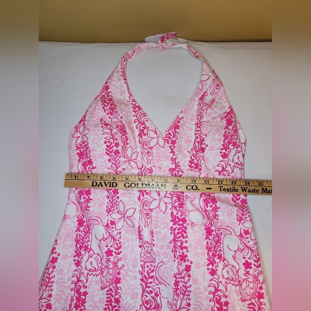 Lilly Pulitzer 100% Cotton Livie Pink Halter Top Dress sz 4 - Picture 9 of 15